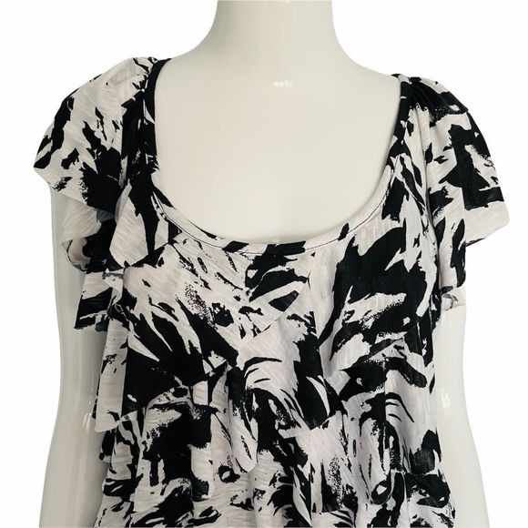 NWT Ab Studio Asymmetrical Knit Top S Tiered Ruffles - Picture 5 of 12